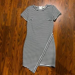 Black and white stripped dress with zipper back